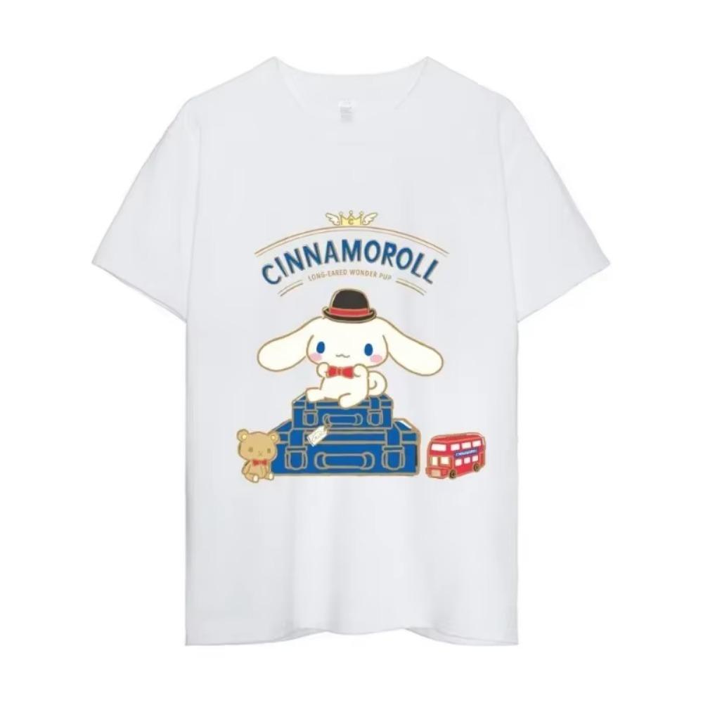 MINISO Cinnamoroll T Shirt Men Couple Combination Clothes Short Sleeve Collar Fashion Woman Cotton