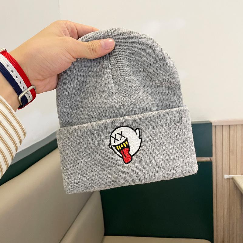 Woolen Hats for Men and Women Japanese Versatile and Cute Warm and Cold Proof Knitted Hats for Autumn and Winter Pullover Cold Hats