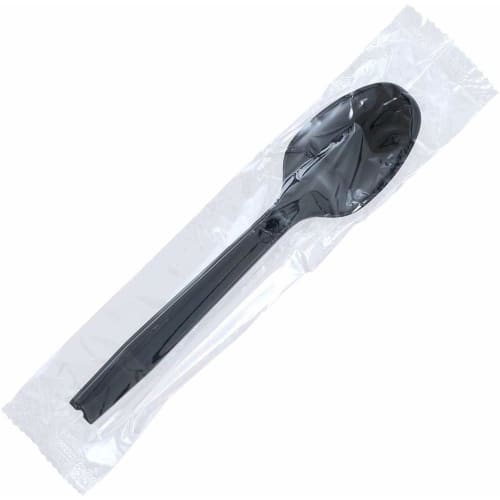Nagao Disposable Spoons, 16cm, Black, Individually Wrapped, Set of 100, 200818