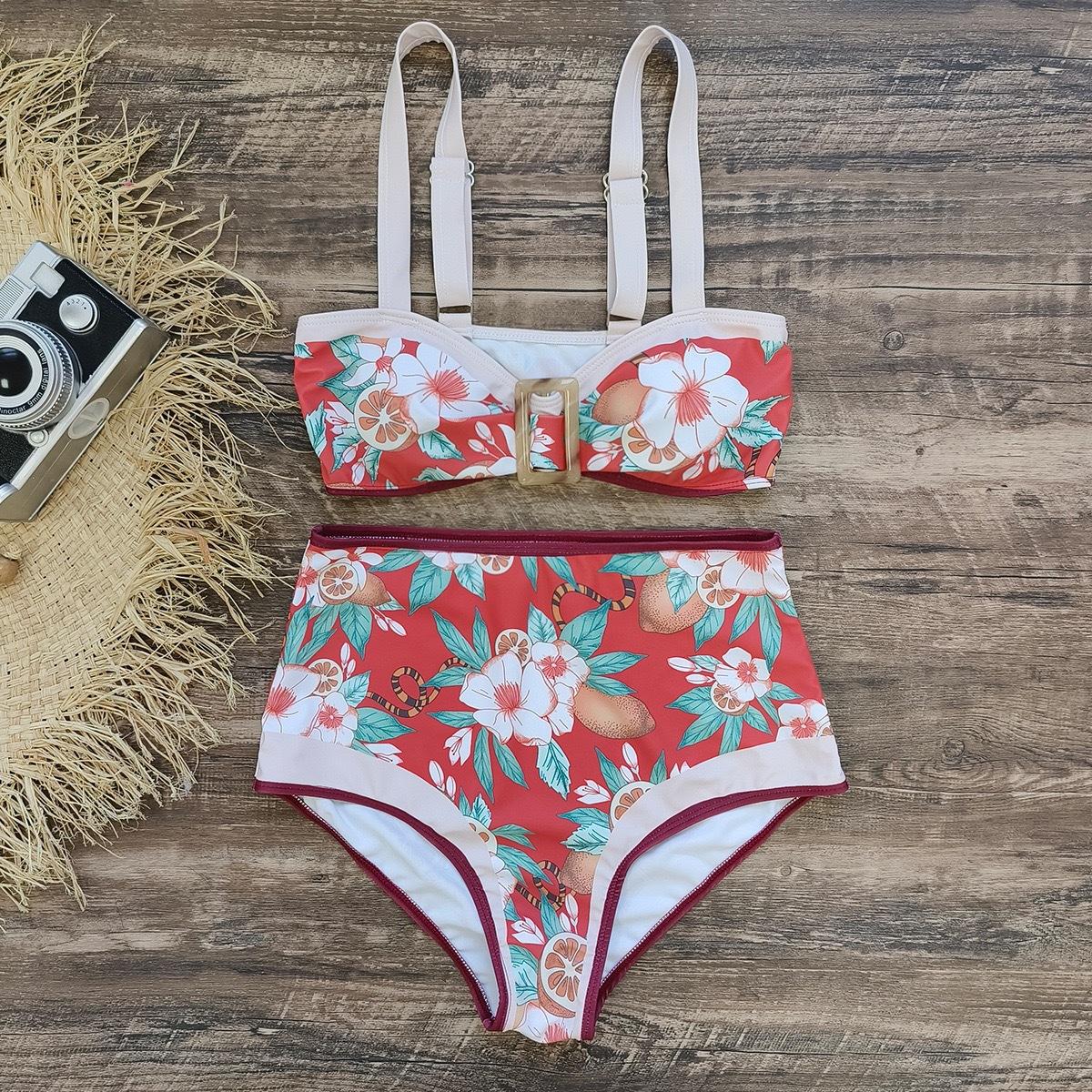 Новый женский купальник бикини с высокой талией и разрезом S