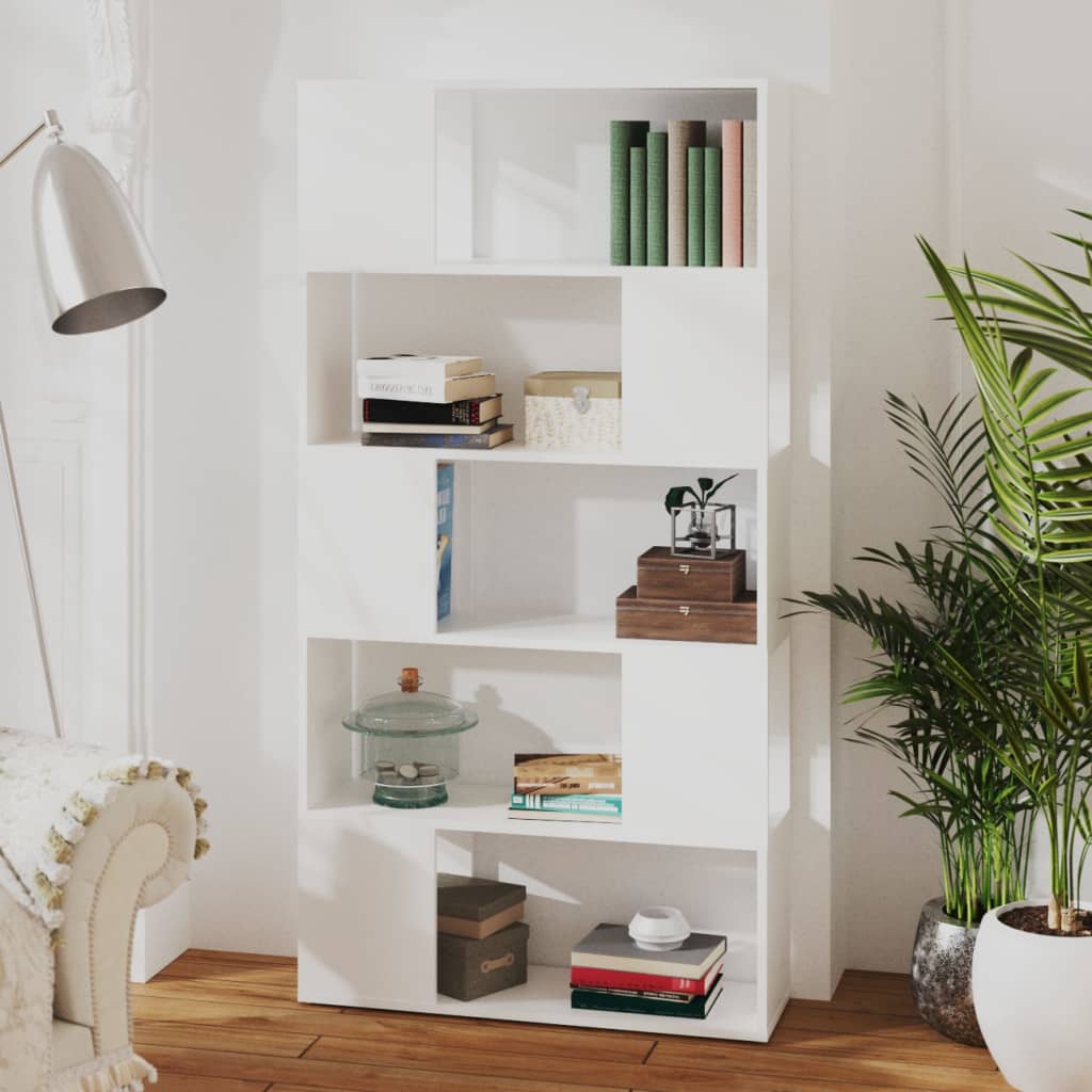Bookshelf Room Divider White 80 x 24 x 155 cm Wood Based Material