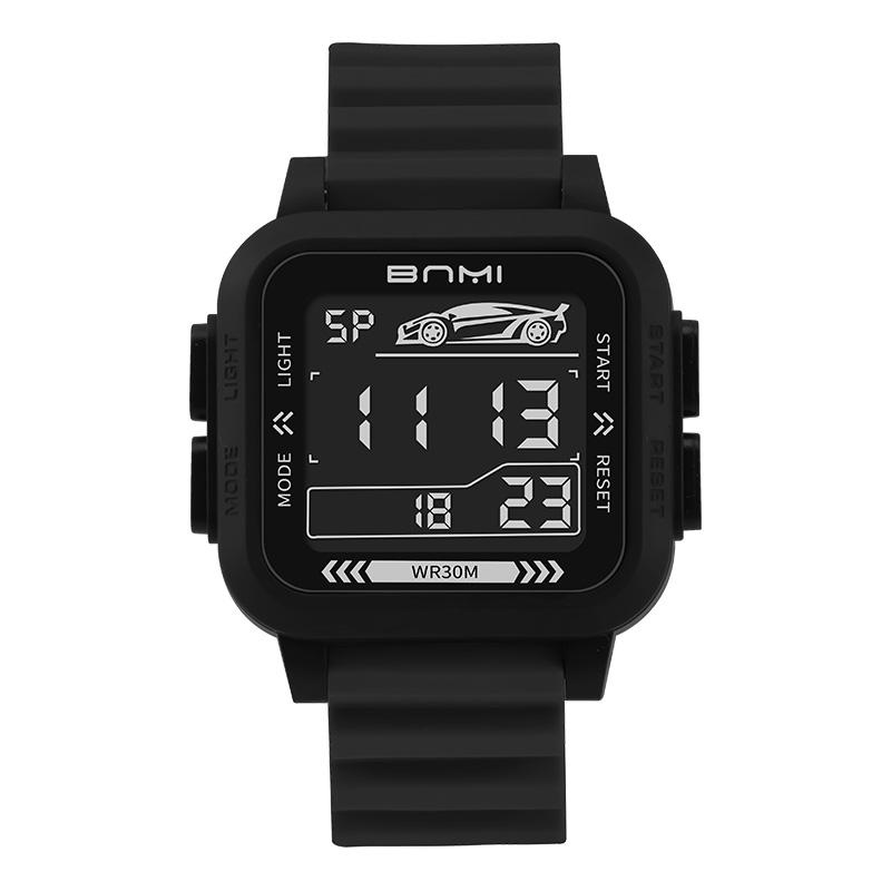 Waterproof Digital Sports Watch Men Square LED Backlight Alarm Stopwatch Silicone Strap Student Electronic Wristwatch Outdoor