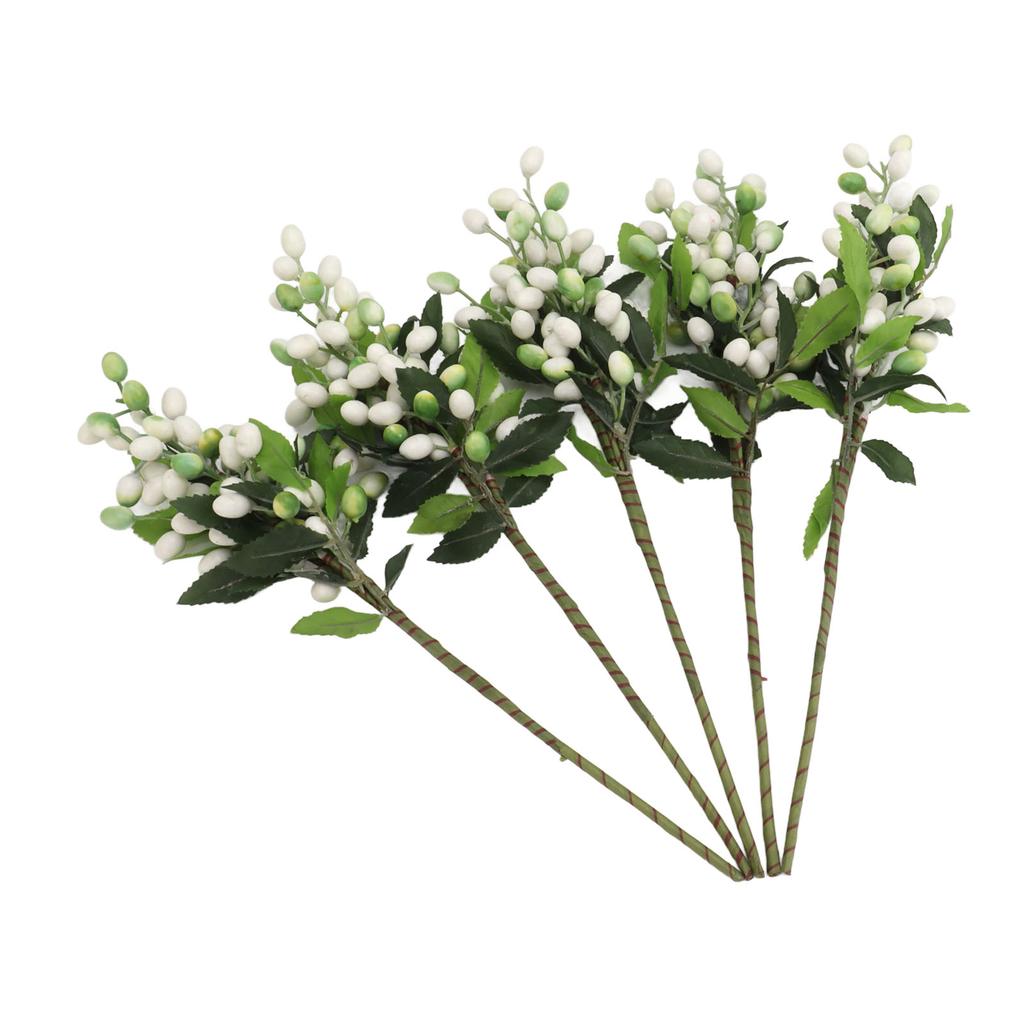 5PCS Artificial Berries Artificial Pip Berry Stems Decoration for Living Room Office White