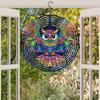 Colorful 3D Owl Metal Wind Chime - Outdoor Hanging Garden Decor with 360° Rotating Hook, Handcrafted Patio Ornament for Home, Wedding
