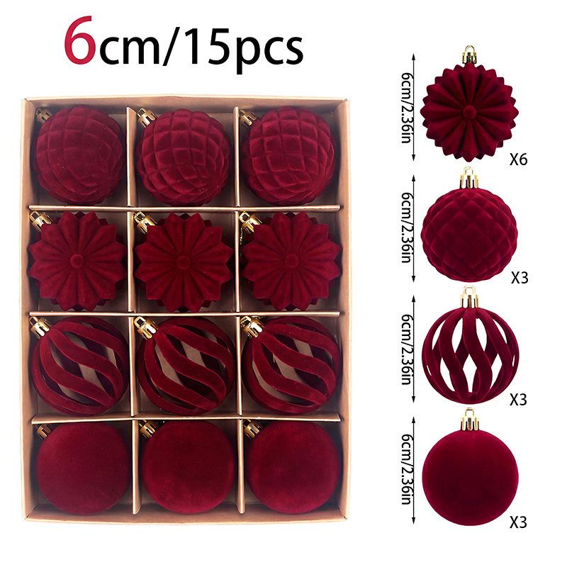 Christmas Flocking Ball Ornament Set - European Irregular Shapes