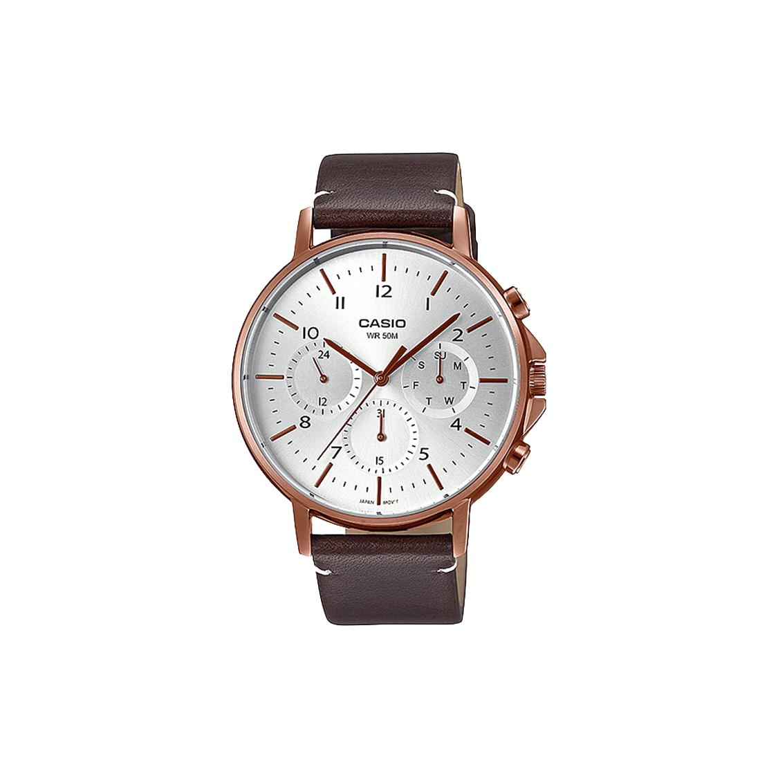 CASIO Men Standard Series White Watch MTP-E321RL-5AVDF Rose Gold Watch Case