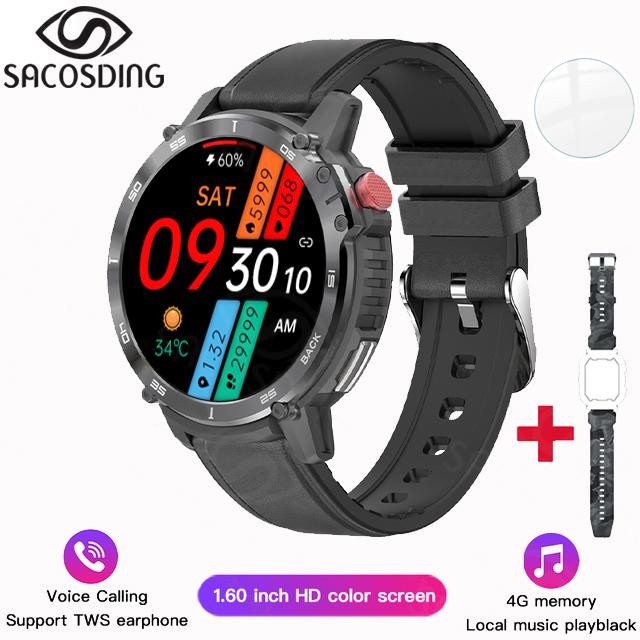 Music Smart Watch 4g Rom Bluetooth Call Sports Watches Men Waterproof Smartwatch For Android Ios Support Tws Earphones