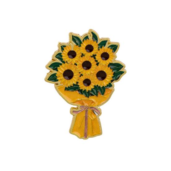 Zinc Alloy Brooch Pin, Enamel Paint Corrosion-Resistant Lapel Pin, Flower Bear Style Metal Badge with Stable Back-Buckle Pin for Clothes Hats