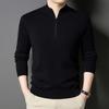 Men Half High Collar Zipper Warm Knitted Pullover Sweater