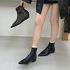 2025 New Pointed Rear Zipper Pointed Wedge Low Tube Thin Martin Chelsea Women's Short Boots