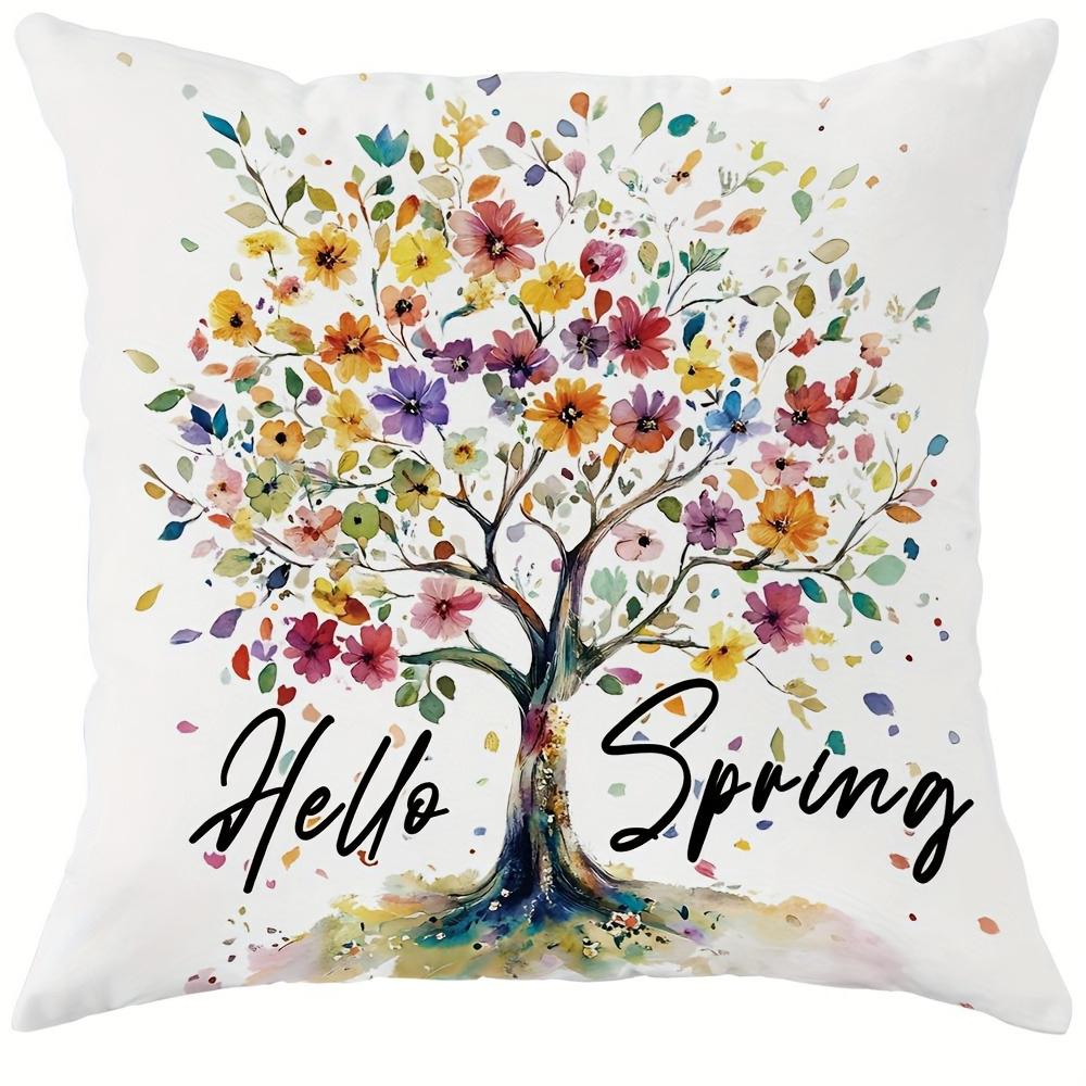 

Floral Quote Pillow Covers - Sweet Home & Family Theme DesignLiving room sofa cushion cover, bedroom room decoration 16x16Inch