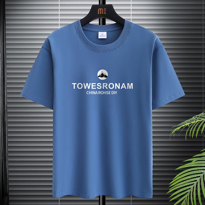 

Мужские хлопковые модные напечатанные короткие рукава для мужчин той же высококачественной роскошной версии удобные спортивные футболки 5XL синий