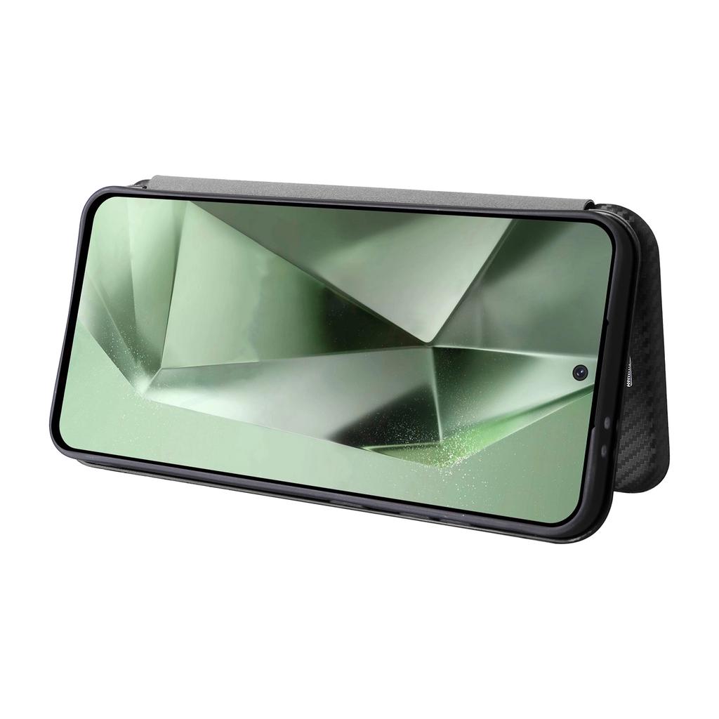 Pro pouzdro na mobilní telefon Samsung Galaxy S24 FE Kožený kryt s texturou uhlíkových vláken a magnetickým automatickým zavíráním