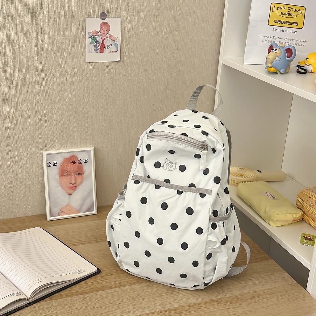 Schoolbag Polka Dot Cute Backpack Outdoor Ultra Light School Bag Travel Backpack Korean Sweet Backpack Student School Bag