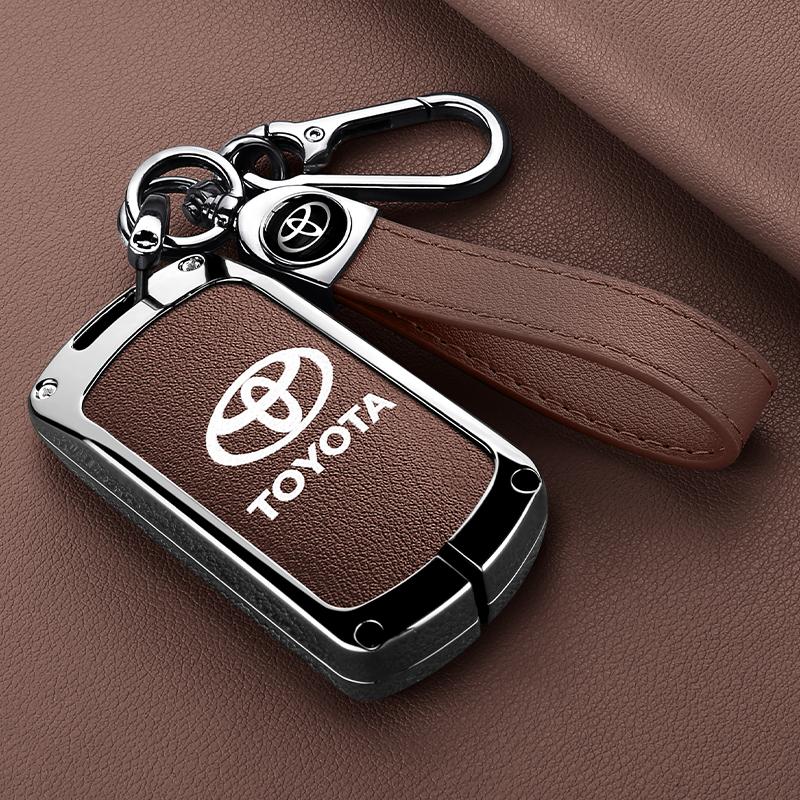 Alloy Leather Car Smart Remote Key Case Cover Bag For Toyota Sienna Se Tacom 2015 2016 2017 2018 2019 2020 Keychain Accessories
