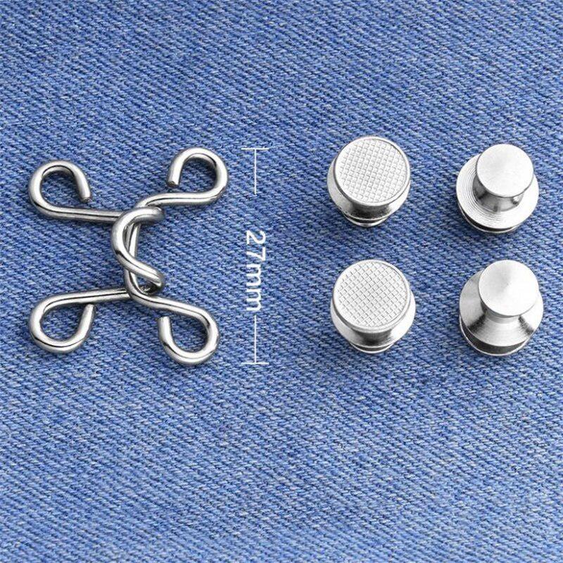 1 Set Nail-free Metal Jeans Button Snaps Detachable Pants Clips Buttons Pins DIY Waist Tightener Clothing Buckles Sewing Tools