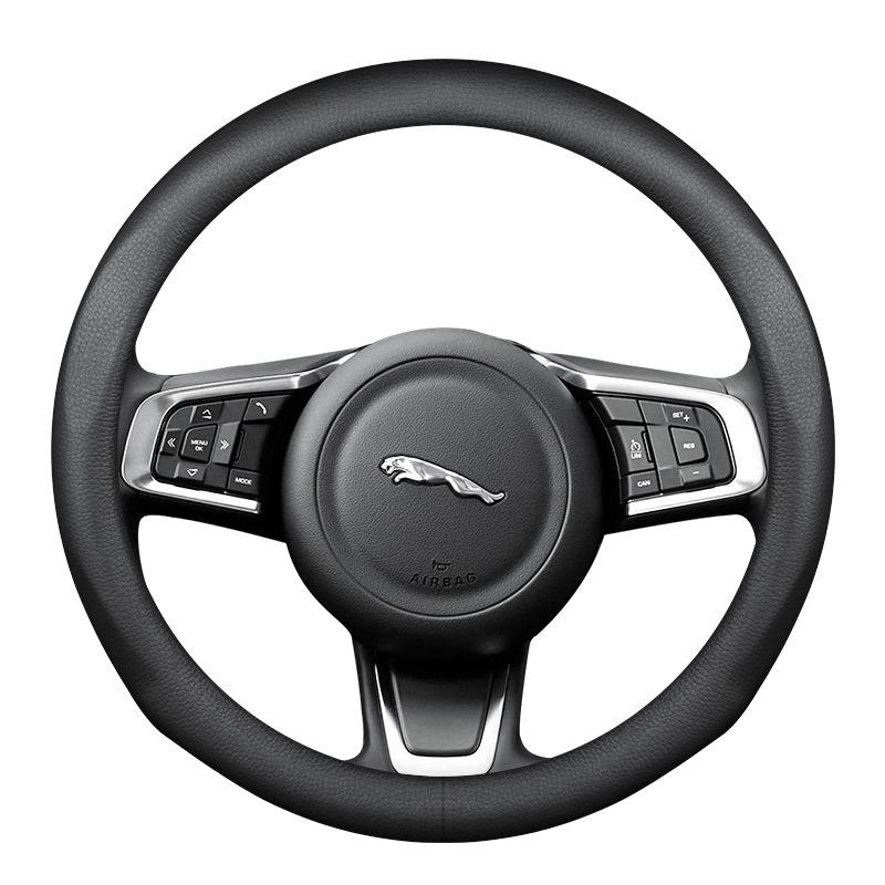 Genuine Leather Steering Wheel Cover for Jaguar XF, F-PACE, XEL, XFL, XJ, XE - All Seasons, Non-Slip.