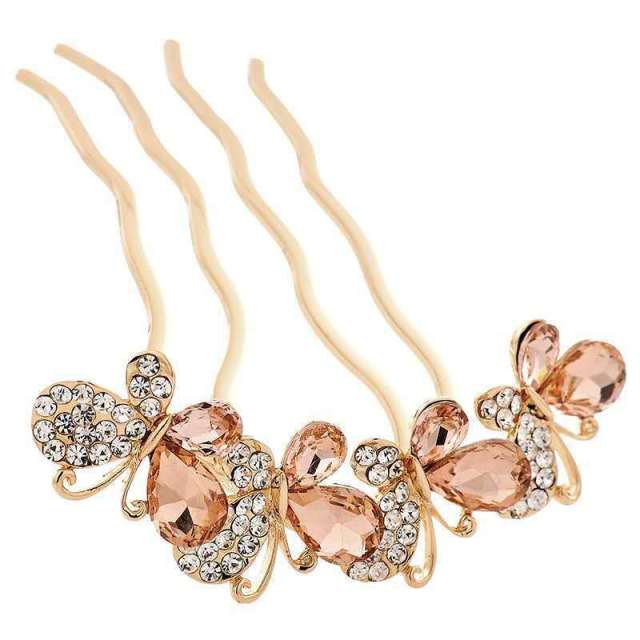 Elegance Women Bowknot U Shape Rhinestone Hairpins Metal Hair Sticks Hairclip Bridal Wedding Banquet Hair Accessories Headwear
