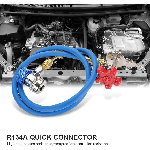 KIMISS R134a Refrigerant Recharge Hose, for R502 R12 R22, Gas Can Tap with Quick Connector, Refrigerant Bottle Fitting Pipe, Recharge Tool
