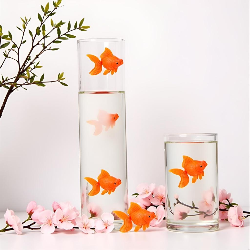 3 Pcs Orange Fake Floating Fishes Plastic Fake Goldfish Artificial Aquarium Fishes Colorful Realistic Artificial Moving Fish Ornament Decorations,