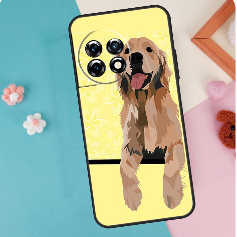 Cartoon Golden Retriever Dog For OnePlus Nord 5 CE 2 3 4 Lite N20 N30 Case For OnePlus 15 13 12 11 10 13T 10T 12R 13R 15R