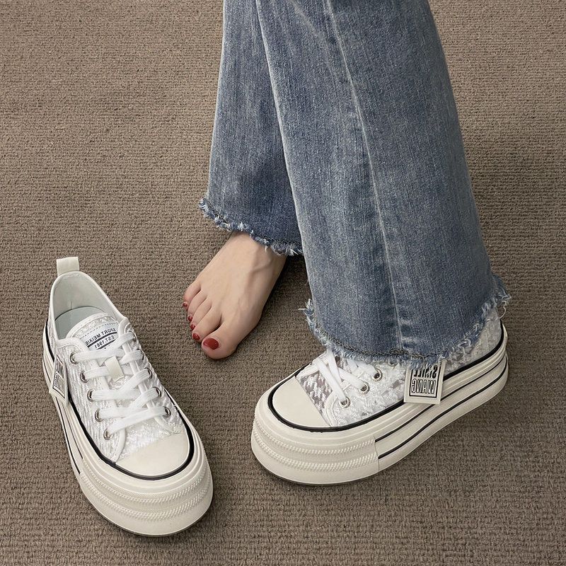 Fashion Canvas Shoes for Women Breathable Spring Autumn High On Platform Woman Footwear Comfortable and Elegant Offer Vulcanized Shoe 39