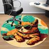 1pc Sunglasses Beach Cat Office Round Area Rug, Under Office Chairs Bedroom Living Room Home Decor, Room Deco
