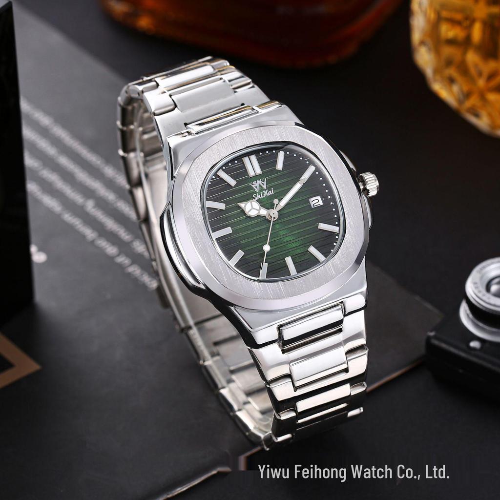 Men's Multifunctional Waterproof Quartz Watch with Steel Band and Luminous Display