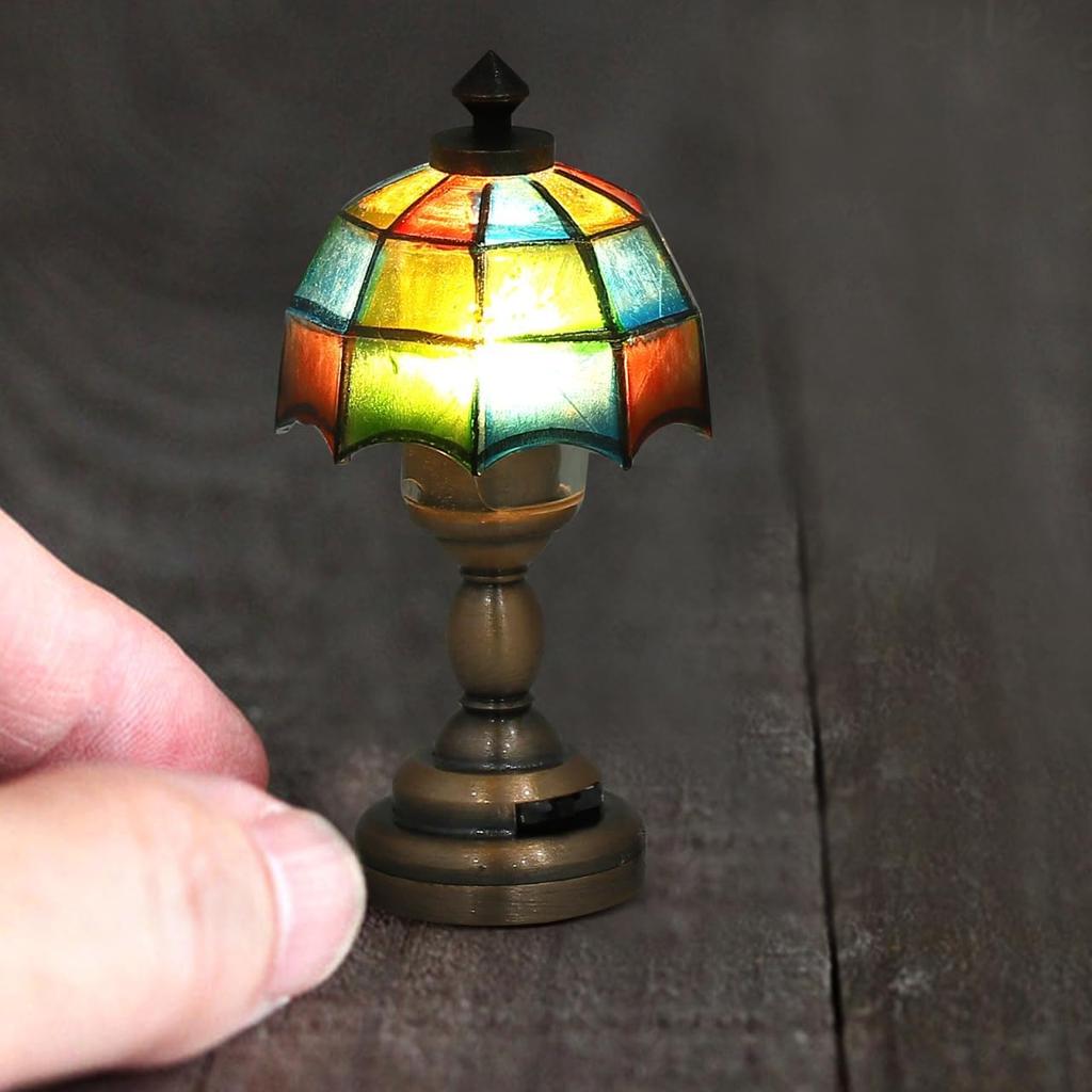 EXCEART 1 Pc 1:12 Scale Dollhouse Desk Lamp Miniature Dollhouse Lampshade DIY Dollhouse Lampshade with LED Light for Dollhouse Micro Landscape