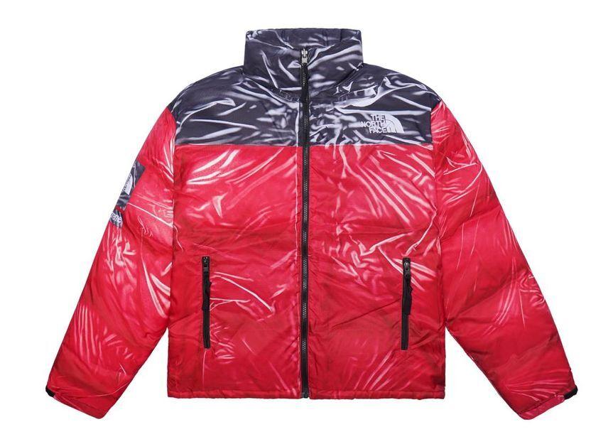 Supreme The North Face Trompe Loeil Printed Nuptse Jacket Red