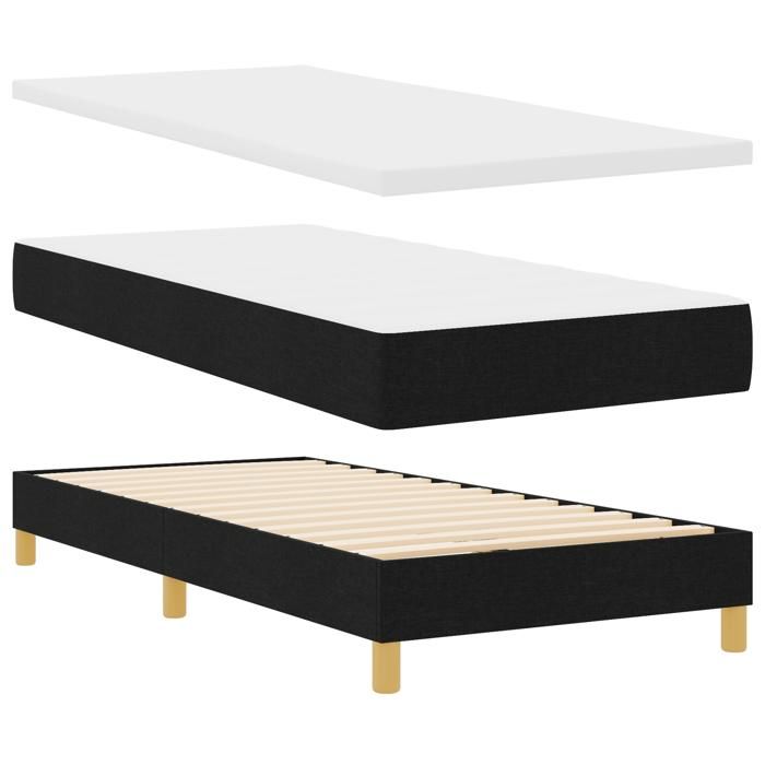 Lit Box Spring vidaXL avec Matelas Noir 100x200 cm Tissu 3340138