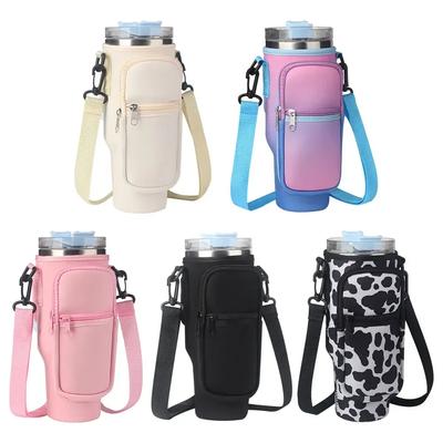Portable Water Bottle Carrier Bag With Adjustable Shoulder Strap For 40oz Tumbler Waterproof Neoprene Water Bottle Bags