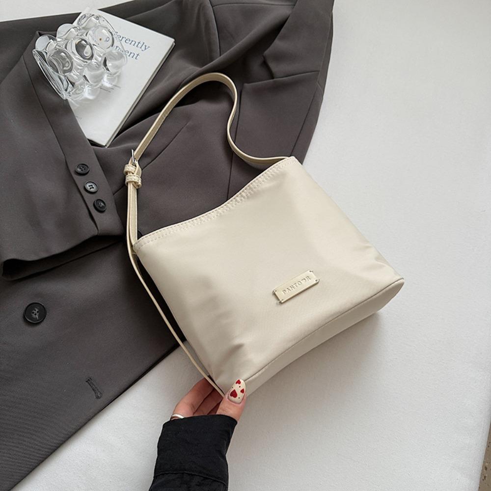 

Нейлоновая сумка-тоут в корейском стиле, сумка-хобо, сумка-ведро, простая сумка через плечо, женская бежевый