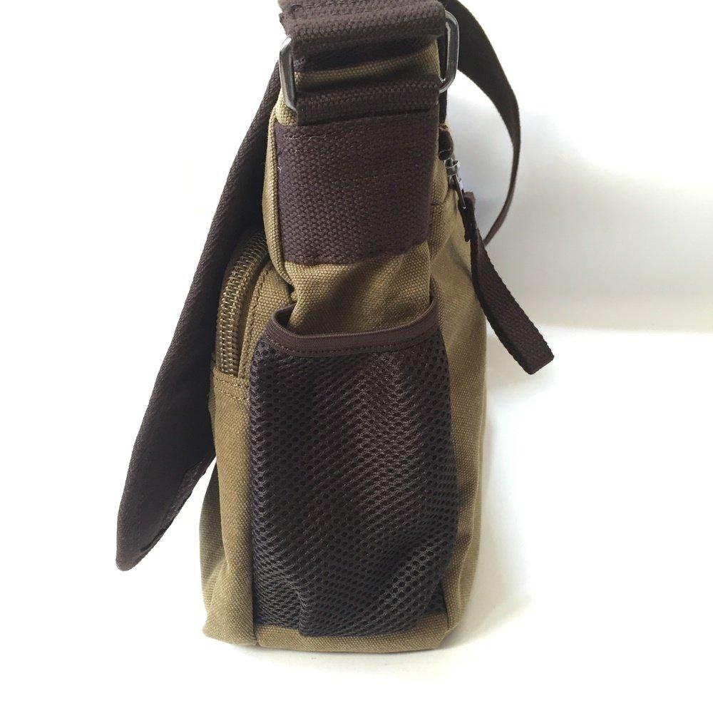 TABIWO Canvas Shoulder A4 PC Perfect for School or Military Simple Design Bag, Crossbody, Large, Size, Pocket, Work, Style, (1. Khaki)