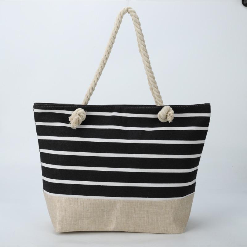 New beach bag striped, casual bag underarm bag women's shoulder bag women's canvas bag