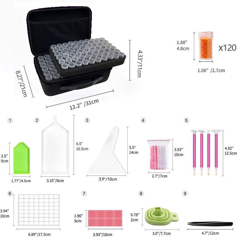 

Сумка для хранения алмазной картины из 60 ячеек и набор инструментов для эфирного масла