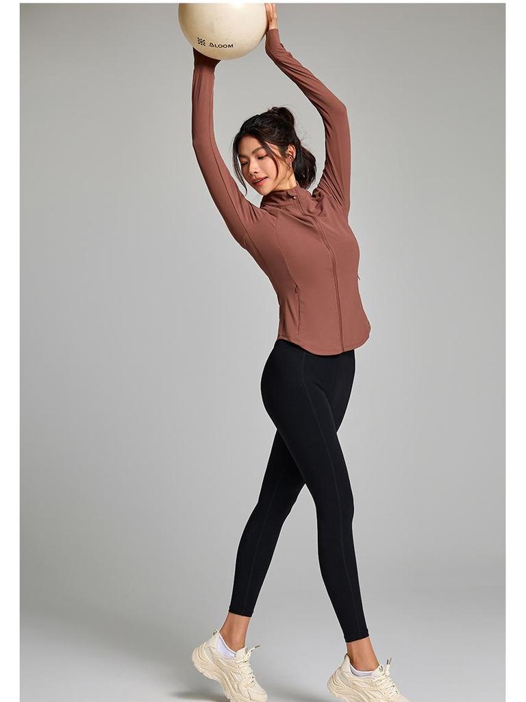 2025 Women's Long Sleeve Fitness Jacket for Spring & Autumn - Stand Collar Yoga & Running Sportswear