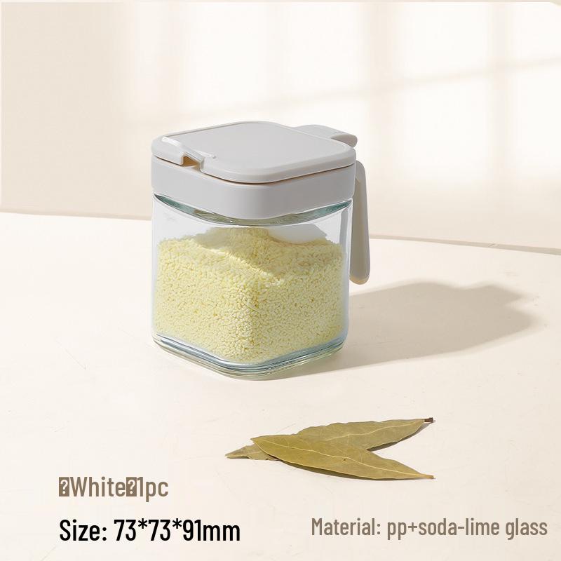 Glass Condiment Jars & Seasoning Bottles Set with Storage Box and Salt Shaker