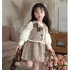 Girls Suit Autumn Children's Clothing Korean Style Girl Baby Vest Dress Two Sets Casual Simple All Match