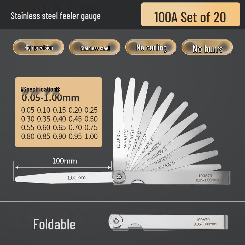 Stainless Steel High Precision Feeler Gauge Set for Valve Clearance Measurement