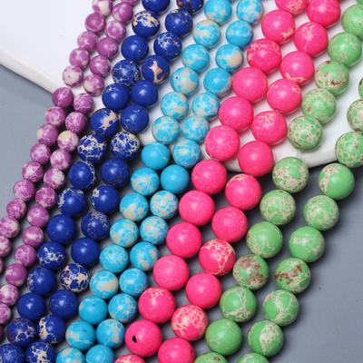 Needlework 15''/string Sea Sediment Imperial Jasper for Jewelry Making DIY Bracelet Necklace Round Loose Beads Natural Stone 4/6/8/10mm