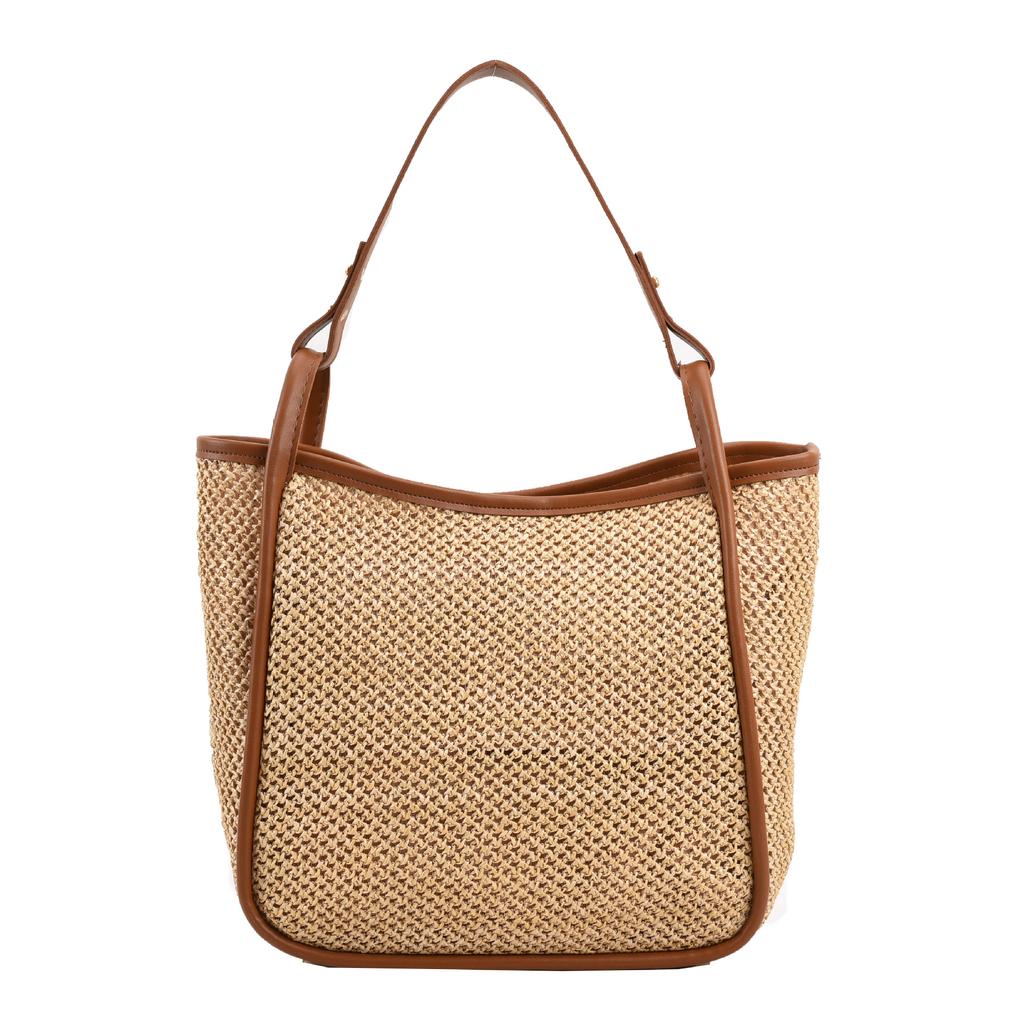 Woven straw bag women's large capacity 2025 new summer shoulder tote bag premium seaside beach bag