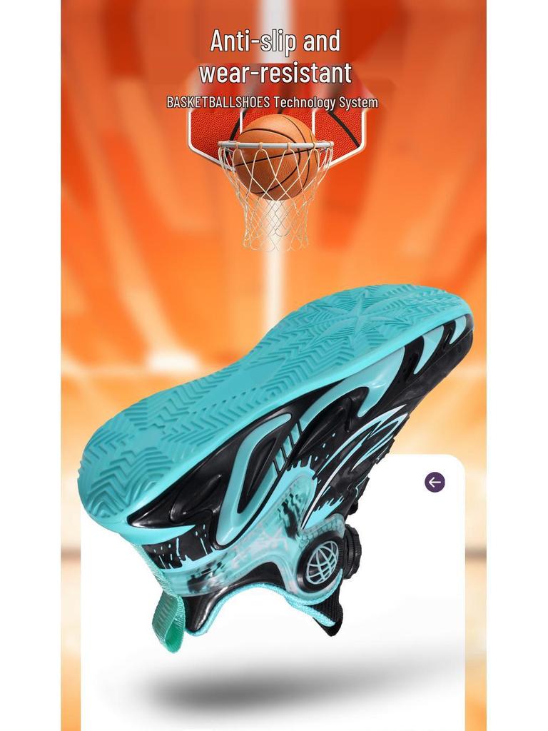 New Autumn Boys' Leather Basketball and Training Shoes for Primary Students, Trendy Design.