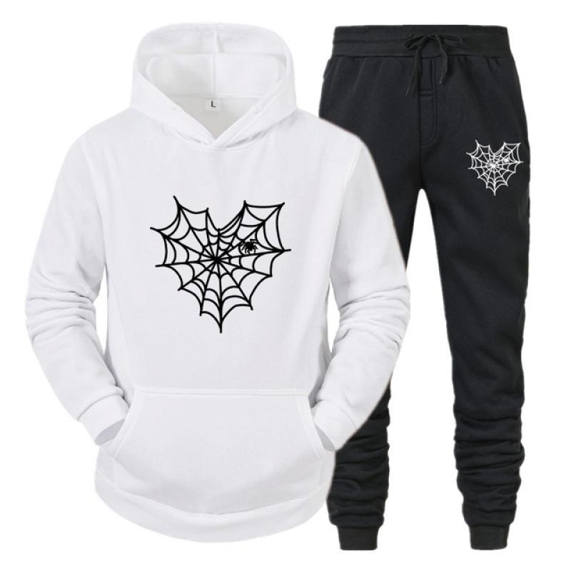 

Мужчины Женщины Паутина Спортивный Костюм Толстовки + Брюки Спортивные Костюмы Пуловеры Свитера с Капюшоном Спортивные Штаны Повседневная Уличная Одежда L