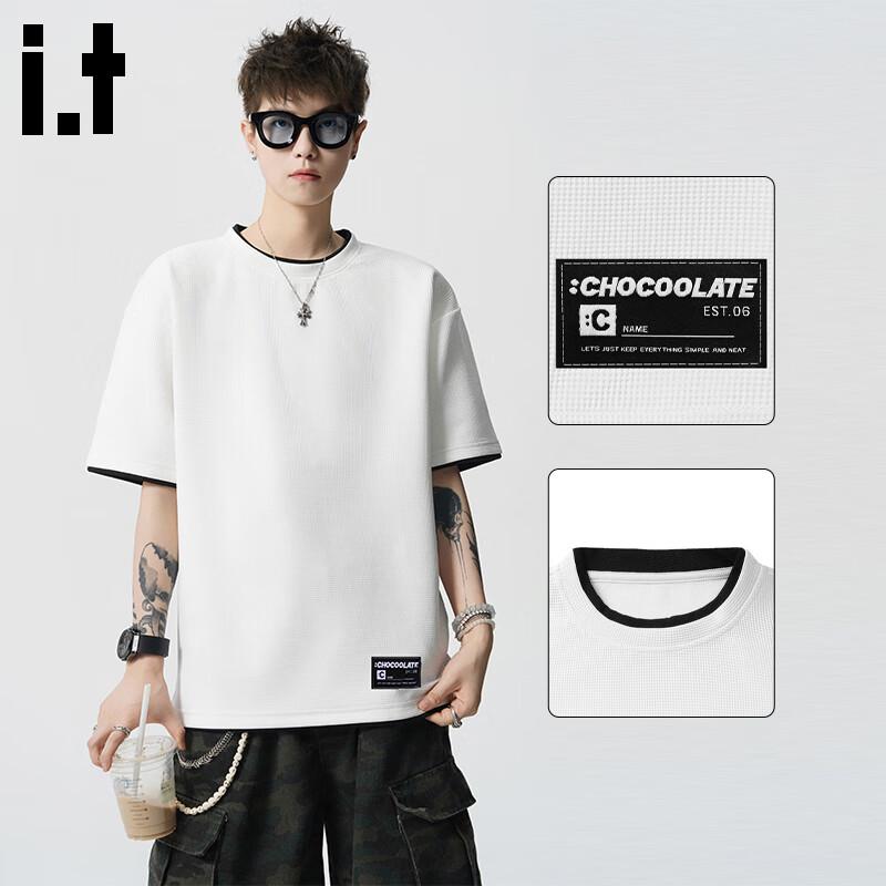 :CHOCOOLATEit Men s Waffle Knit Faux Two-Piece Short Sleeve T-Shirt 2XL
