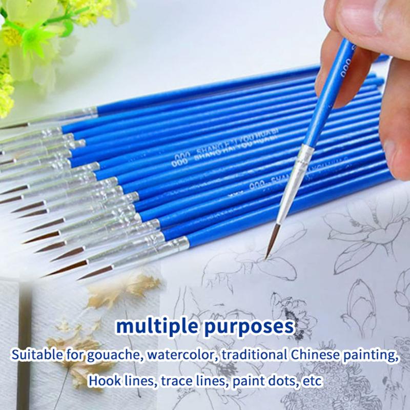 Artist Multifunction Brushes Set 20pcs Hook Line Pen Fine Detail for Watercolor Acrylic Oil Canvas Painting