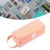 Large Pencil Case Pink Double Tier Handle Design Large Capacity Durable Canvas Pencil Bag for