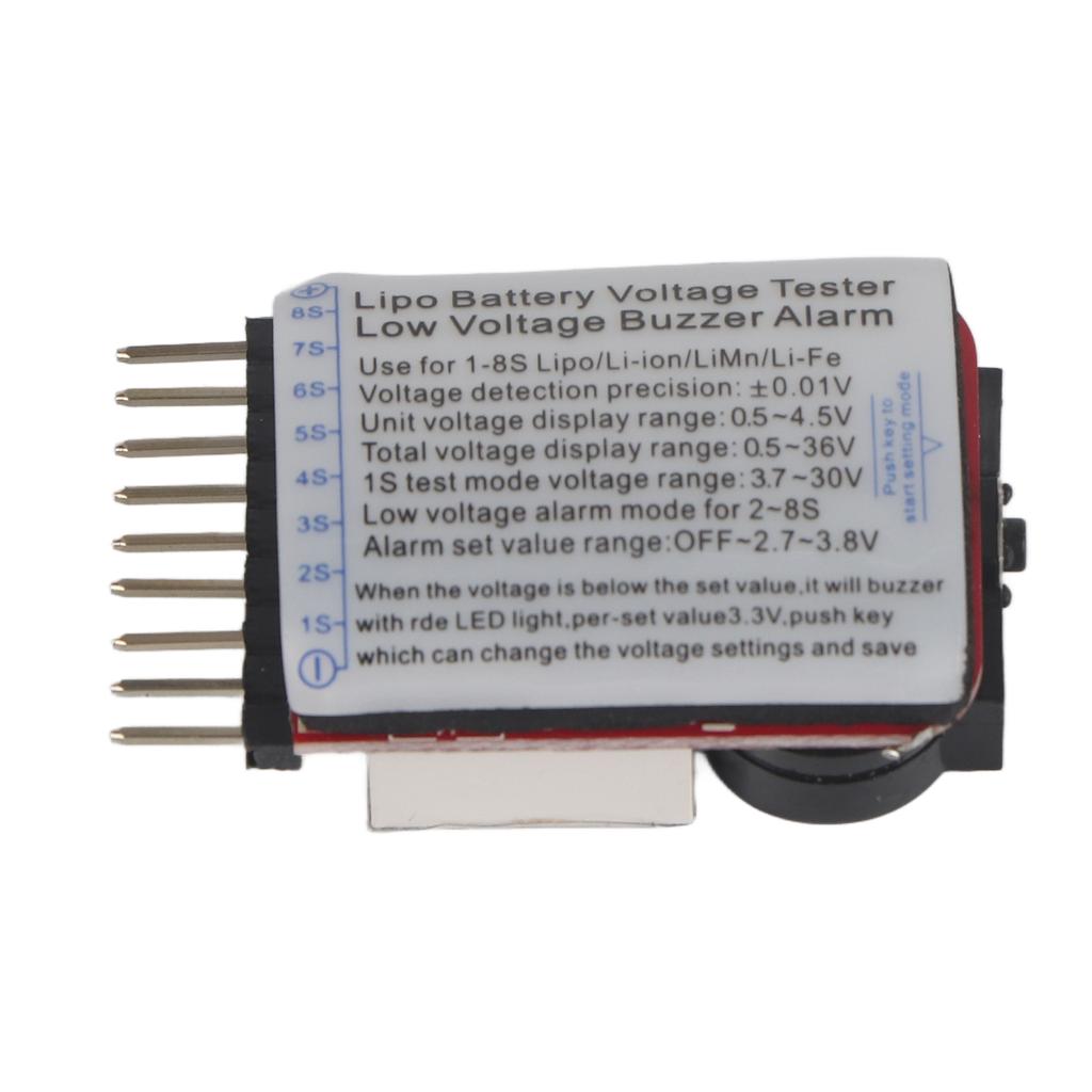 3Pcs Set RC 1S 8S Lipo Battery LED Tester Low Voltage Alarm Buzzer Checker RC Accessory