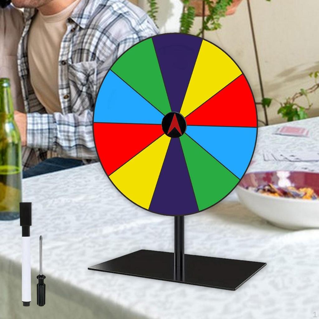 Colored Rotating Prize Wheel Desktop Raffle Rotator with Stand Erase Marker Editable Reusable