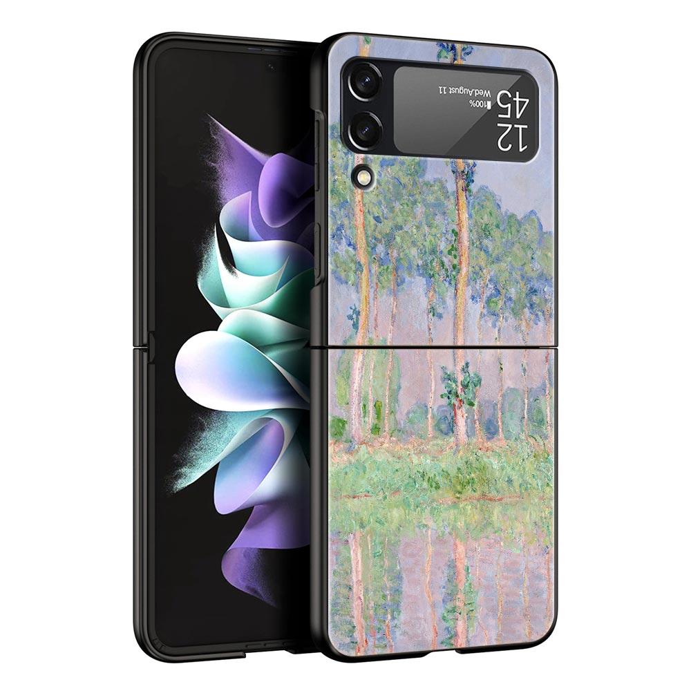 For Samsung Galaxy Z Flip 3 4 5 Hard Black Folding PC Phone Case Claude Monet Impressionism Painter For Samsung Z Flip3 Cover